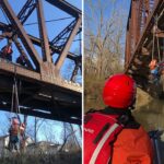 New York Circus performer rescued in during photo shoot on bridge